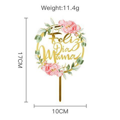 Topper pentru tort cu flori de culoare spaniolă, acrilic, falia dia mama, decorare pentru tort pentru petrecere, vă doresc la mulți ani