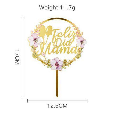 Topper pentru tort cu flori de culoare spaniolă, acrilic, falia dia mama, decorare pentru tort pentru petrecere, vă doresc la mulți ani