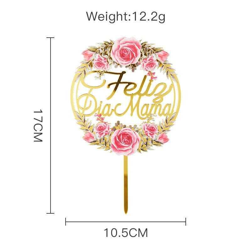 Topper pentru tort cu flori de culoare spaniolă, acrilic, falia dia mama, decorare pentru tort pentru petrecere, vă doresc la mulți ani