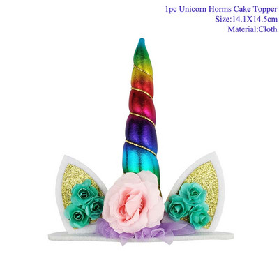 Vaivorykštės vienaragių keksiukų įvyniojimai Tortų viršeliai Gimtadienio vakarėlio tortų papuošimai Įrankiai Baby Shower Festival Vienaragio vakarėlio reikmenys