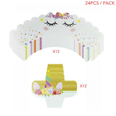 Vaivorykštės vienaragių keksiukų įvyniojimai Tortų viršeliai Gimtadienio vakarėlio tortų papuošimai Įrankiai Baby Shower Festival Vienaragio vakarėlio reikmenys