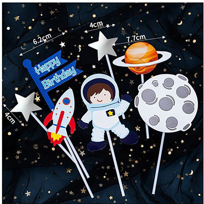 Topper pentru tort cu tema spațiului cosmic Planetă spațială Astronaut Decor pentru tort pentru decorațiuni pentru petreceri de aniversare Cadouri pentru copii Baby Shower