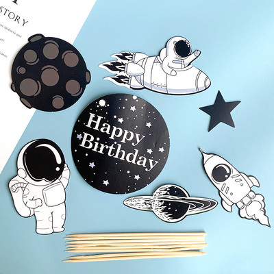 Kosmosa tēma Cake Topper Kosmosa planēta Astronautu kūkas dekorēšana dzimšanas dienas ballīšu dekorēšanai bērniem dāvanas bērnu duša
