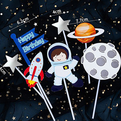 Kosmosa tēma Cake Topper Kosmosa planēta Astronautu kūkas dekorēšana dzimšanas dienas ballīšu dekorēšanai bērniem dāvanas bērnu duša