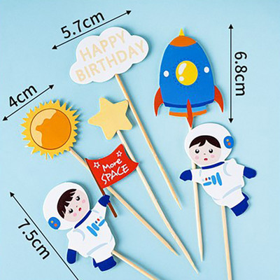 Kosmosa tēma Cake Topper Kosmosa planēta Astronautu kūkas dekorēšana dzimšanas dienas ballīšu dekorēšanai bērniem dāvanas bērnu duša