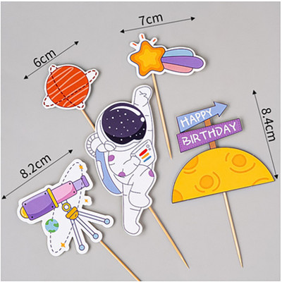 Kosmosa tēma Cake Topper Kosmosa planēta Astronautu kūkas dekorēšana dzimšanas dienas ballīšu dekorēšanai bērniem dāvanas bērnu duša