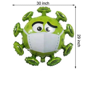 1 τεμ Jumbo 30 ιντσών Virus Balloons Mask Green Carantine Funny Kids Χρόνια Πολλά Διακόσμηση πάρτι Προμήθειες πρόληψης επιδημιών