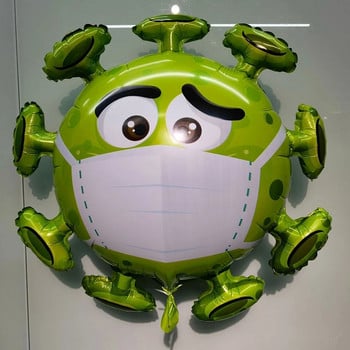 1 τεμ Jumbo 30 ιντσών Virus Balloons Mask Green Carantine Funny Kids Χρόνια Πολλά Διακόσμηση πάρτι Προμήθειες πρόληψης επιδημιών