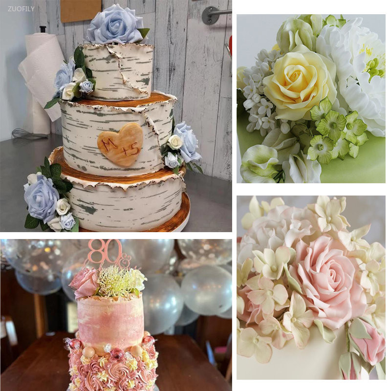 Boho gėlių torto viršaus rinkinys Auksinis palmės lapas su dirbtine rože, skirtas gimtadienio vakarėliui, vestuvėms, kūdikių vakarėliui, teminiams vakarėliams