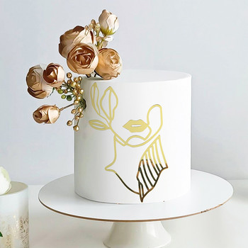 Акрилно минималистично изкуство Lady Face Cake Topper Girl Честит рожден ден Декорация на торта Wedding Cake Topper Свети Валентин Парти консумативи