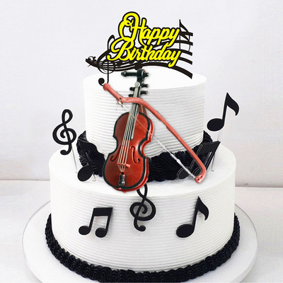 Vioara Cake Topper Mini Ornament de Vioara Instrument muzical Decoruri de tort pentru Decoratiuni de petrecere de aniversare cu muzica clasica de epocă