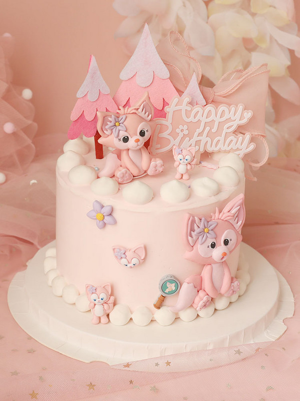 Lovely Pink Fox Animals Cake Toppers για τούρτα γενεθλίων κοριτσιών Παιδικό πάρτι Χρόνια πολλά για το μωρό Προμήθειες Υπέροχα δώρα