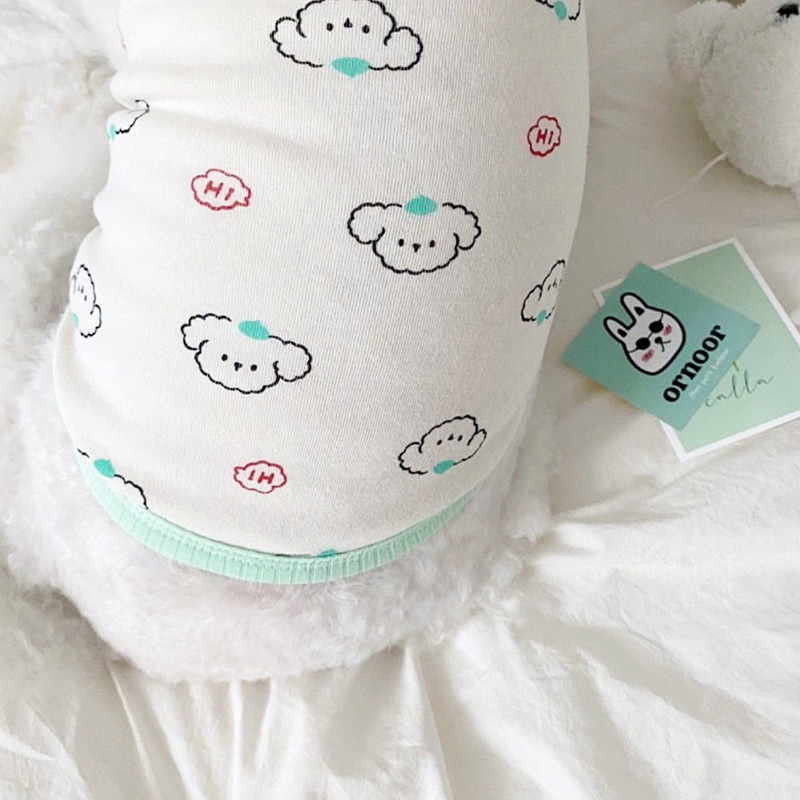 Háziállatok Kutya Nyári Mellény Schnauzer Vékony pizsama Aranyos Rajzfilm Medve Nyomtatott Alsó kutyapóló Pomerániai Puha Otthoni Ruhák Kutyaruhák