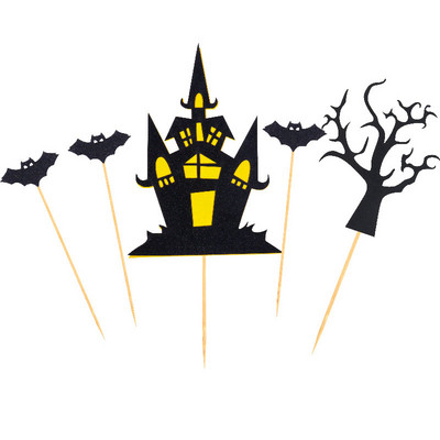 Karikatūra Helovīna kūka Topper cupcake Ķirbju spoku ragana Helovīna deserta dekorēšanai ballītes kūkas karogi cepšanas piederumi