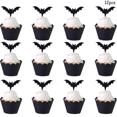 Karikatūra Helovīna kūka Topper cupcake Ķirbju spoku ragana Helovīna deserta dekorēšanai ballītes kūkas karogi cepšanas piederumi