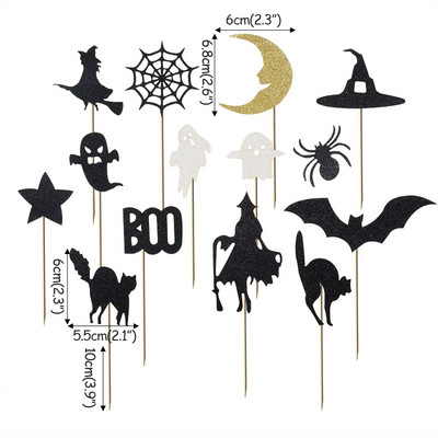 Karikatūra Helovīna kūka Topper cupcake Ķirbju spoku ragana Helovīna deserta dekorēšanai ballītes kūkas karogi cepšanas piederumi