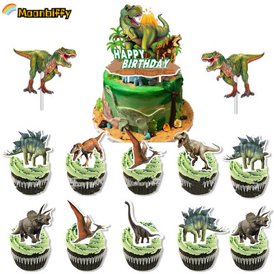 Динозаври Cupcake Toppers Picks Dino Cake Decorations Момчета Деца Тема за динозаври Парти за рожден ден Jurassic World Party Decor Supplies