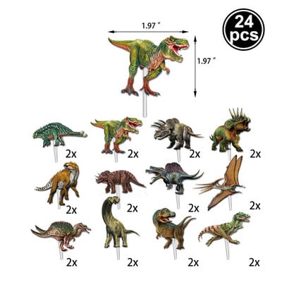 Dinosaur Cupcake Toppers Επιλογές Dino Cake Διακοσμήσεις Αγόρια Παιδικό Δεινόσαυρο πάρτι γενεθλίων Διακοσμητικό πάρτι Jurassic World