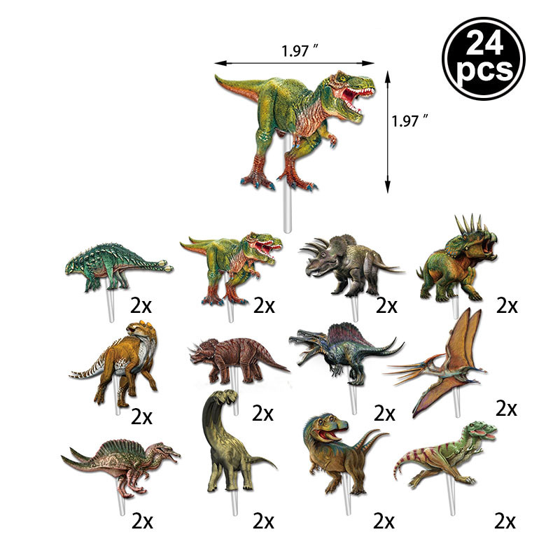 Dinosaur Cupcake Toppers Επιλογές Dino Cake Διακοσμήσεις Αγόρια Παιδικό Δεινόσαυρο πάρτι γενεθλίων Διακοσμητικό πάρτι Jurassic World