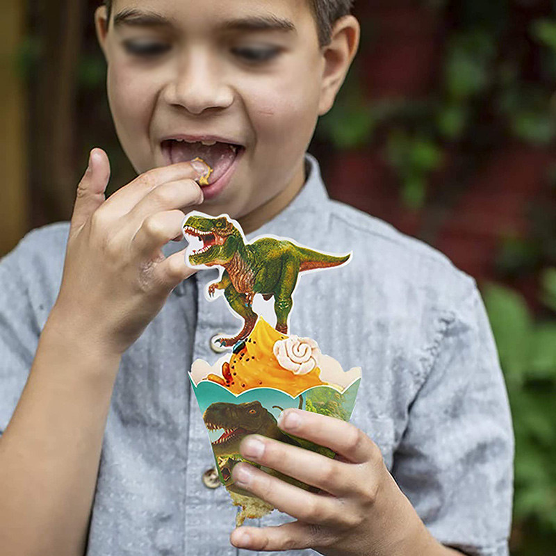 Dinosaur Cupcake Toppers Επιλογές Dino Cake Διακοσμήσεις Αγόρια Παιδικό Δεινόσαυρο πάρτι γενεθλίων Διακοσμητικό πάρτι Jurassic World