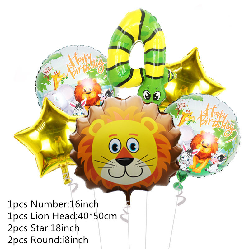 Dzsungel állat oroszlán tehén zebra elefánt majom fólia léggömb állatkert szafari farm téma Születésnapi parti dekoráció gyerekek baba zuhany dekoráció