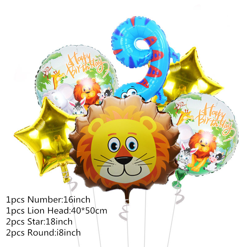 Dzsungel állat oroszlán tehén zebra elefánt majom fólia léggömb állatkert szafari farm téma Születésnapi parti dekoráció gyerekek baba zuhany dekoráció