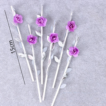 6PCs New Love Happy Birthday Cake Toppers Rose Flower Cupcake Topper Flags For Wedding Kids Party Supplies Cake Decoration