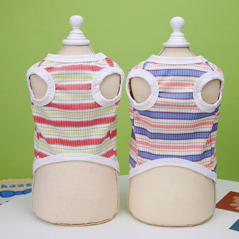 Csíkok Kutya Mellény Kölyök macska Ujjatlan kapucnis pulóverek Kisállatruhák Nyári kutyapóló Mellények Kis kutyáknak Chihuahua Yorkie Háziállatok Pulóverek