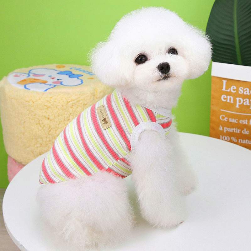 Csíkok Kutya Mellény Kölyök macska Ujjatlan kapucnis pulóverek Kisállatruhák Nyári kutyapóló Mellények Kis kutyáknak Chihuahua Yorkie Háziállatok Pulóverek