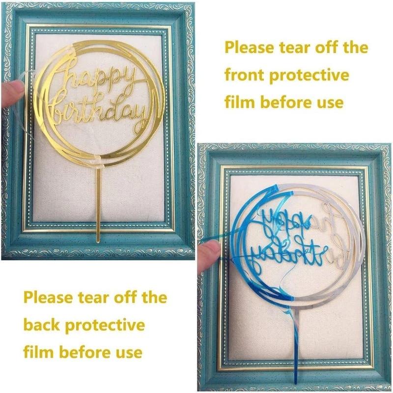 Λευκό χρυσό αστέρι διπλής στρώσης ακρυλικό Happy Birthday Cake Topper Kids Favors Προμήθειες πάρτι υψηλής ποιότητας Διακόσμηση τούρτας