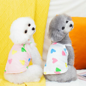 Γιλέκο για κατοικίδια Αμάνικο πουκάμισο σκύλου με τετράγωνο λαιμό Άνετο μαλακό βαμβακερό μοτίβο καρδιάς Καλοκαιρινό κατοικίδιο για κουτάβι καθημερινά