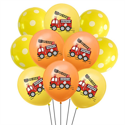 10db/tétel autók tűzoltóautó léggömb rajzfilm tűzoltó teherautó téma Latex ballon gyerekek baba zuhany fiú gyerekek születésnapi dekoráció