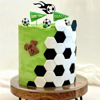 Нова футболна тема Честит рожден ден Топпер за торта Футболен акрилен топпер за торта за момчета Детски рожден ден Спортно парти Декорации за торта