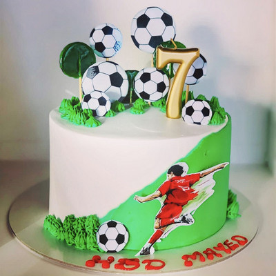 Νέο θέμα ποδοσφαίρου Happy Birthday Cake Topper Ποδόσφαιρο Ακρυλικό κάλυμμα τούρτας για αγόρια Διακοσμήσεις κέικ για παιδικά πάρτι γενεθλίων