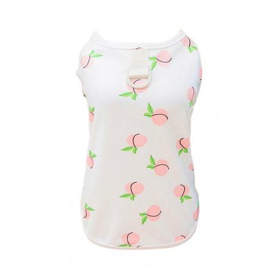Nyári inges kutyamellény, kifinomult csomagolás vontatógyűrűvel, barackmintás kisállat kölyökkutya ujjatlan napi viselet