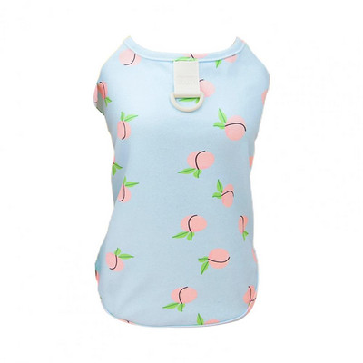 Nyári inges kutyamellény, kifinomult csomagolás vontatógyűrűvel, barackmintás kisállat kölyökkutya ujjatlan napi viselet