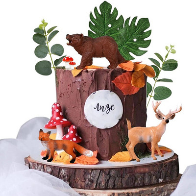 Woodland Animal Cake Toppers Baby Shower Dzimšanas dienas ballīte Lapsa Brieža Lācis Safari Forest Tortes Dekorācija Kāzu Deserta Dekorācija