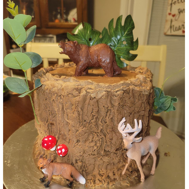 Erdei állatos tortafeltétek Baby Shower Születésnapi Party Fox Deer Bear Safari Forest Torta dekoráció Esküvői desszert dekoráció