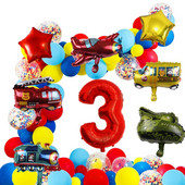 54db tűzoltóautó tematikus léggömb füzér készlet Arch Óriás autó Repülőgép Balon Születésnapi Party Bannerek Babazuhany készlet fiúknak, lányoknak