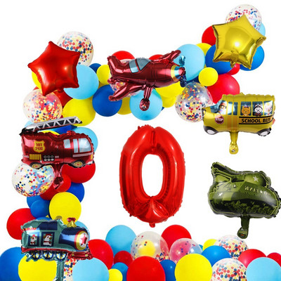 54db tűzoltóautó tematikus léggömb füzér készlet Arch Óriás autó Repülőgép Balon Születésnapi Party Bannerek Babazuhany készlet fiúknak, lányoknak
