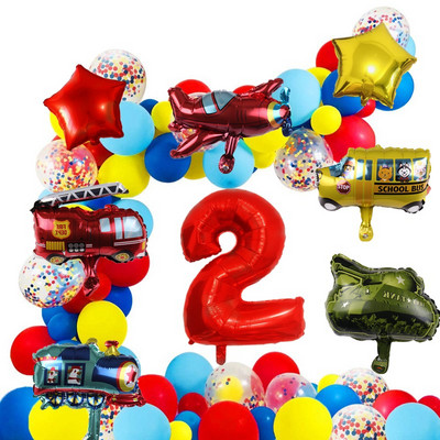 54db tűzoltóautó tematikus léggömb füzér készlet Arch Óriás autó Repülőgép Balon Születésnapi Party Bannerek Babazuhany készlet fiúknak, lányoknak