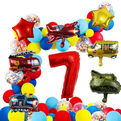 54db tűzoltóautó tematikus léggömb füzér készlet Arch Óriás autó Repülőgép Balon Születésnapi Party Bannerek Babazuhany készlet fiúknak, lányoknak