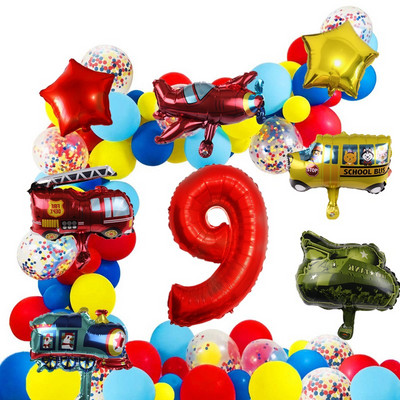 54db tűzoltóautó tematikus léggömb füzér készlet Arch Óriás autó Repülőgép Balon Születésnapi Party Bannerek Babazuhany készlet fiúknak, lányoknak