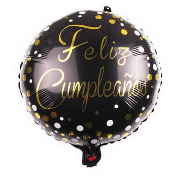 10 τμχ 18 ιντσών Νέα ισπανικά μπαλόνια Feliz cumpleaños Balloons Globo Χρόνια πολλά Διακόσμηση Ροζ χρυσό Στρογγυλά μπαλόνια με φύλλο ηλίου