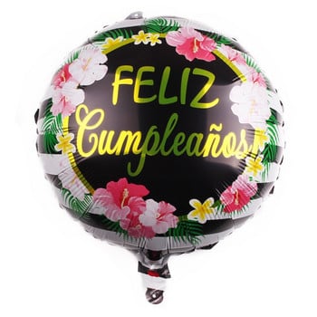 10 τμχ 18 ιντσών Νέα ισπανικά μπαλόνια Feliz cumpleaños Balloons Globo Χρόνια πολλά Διακόσμηση Ροζ χρυσό Στρογγυλά μπαλόνια με φύλλο ηλίου