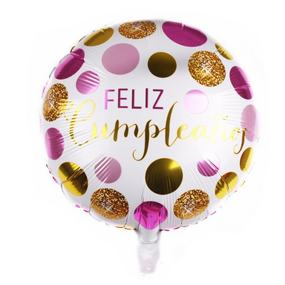 10 komada 18 inča Novi španjolski baloni Feliz cumpleaños Baloni Globo Happy Birthday Decor Rose Gold Okrugli baloni od helijeve folije