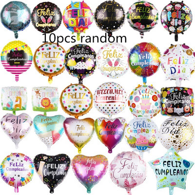 10 komada 18 inča Novi španjolski baloni Feliz cumpleaños Baloni Globo Happy Birthday Decor Rose Gold Okrugli baloni od helijeve folije