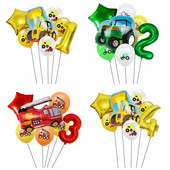 7kom Baloni od folije za automobile Građevinski automobil Vatrogasno vozilo Balon 1 2 3 4 Dekoracije za 5. rođendan Dječje kuglice s brojevima