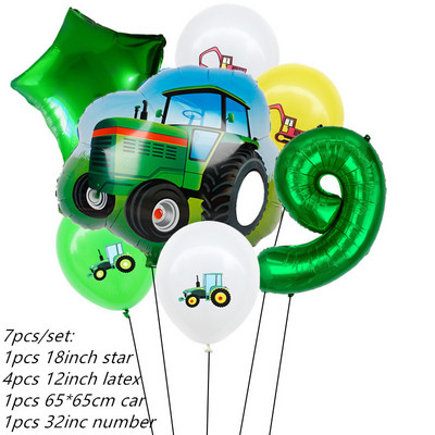 7kom Baloni od folije za automobile Građevinski automobil Vatrogasno vozilo Balon 1 2 3 4 Dekoracije za 5. rođendan Dječje kuglice s brojevima
