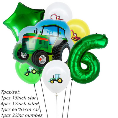 7kom Baloni od folije za automobile Građevinski automobil Vatrogasno vozilo Balon 1 2 3 4 Dekoracije za 5. rođendan Dječje kuglice s brojevima